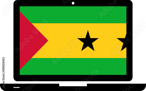 SAO TOME & PRINCIPE Flag in Laptop