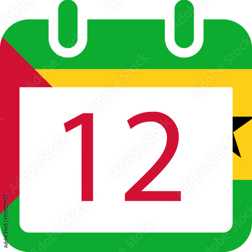 SAO TOME & PRINCIPE Flag On Date in Calender icon