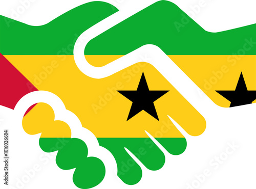 SAO TOME & PRINCIPE Flag on Handshake icon