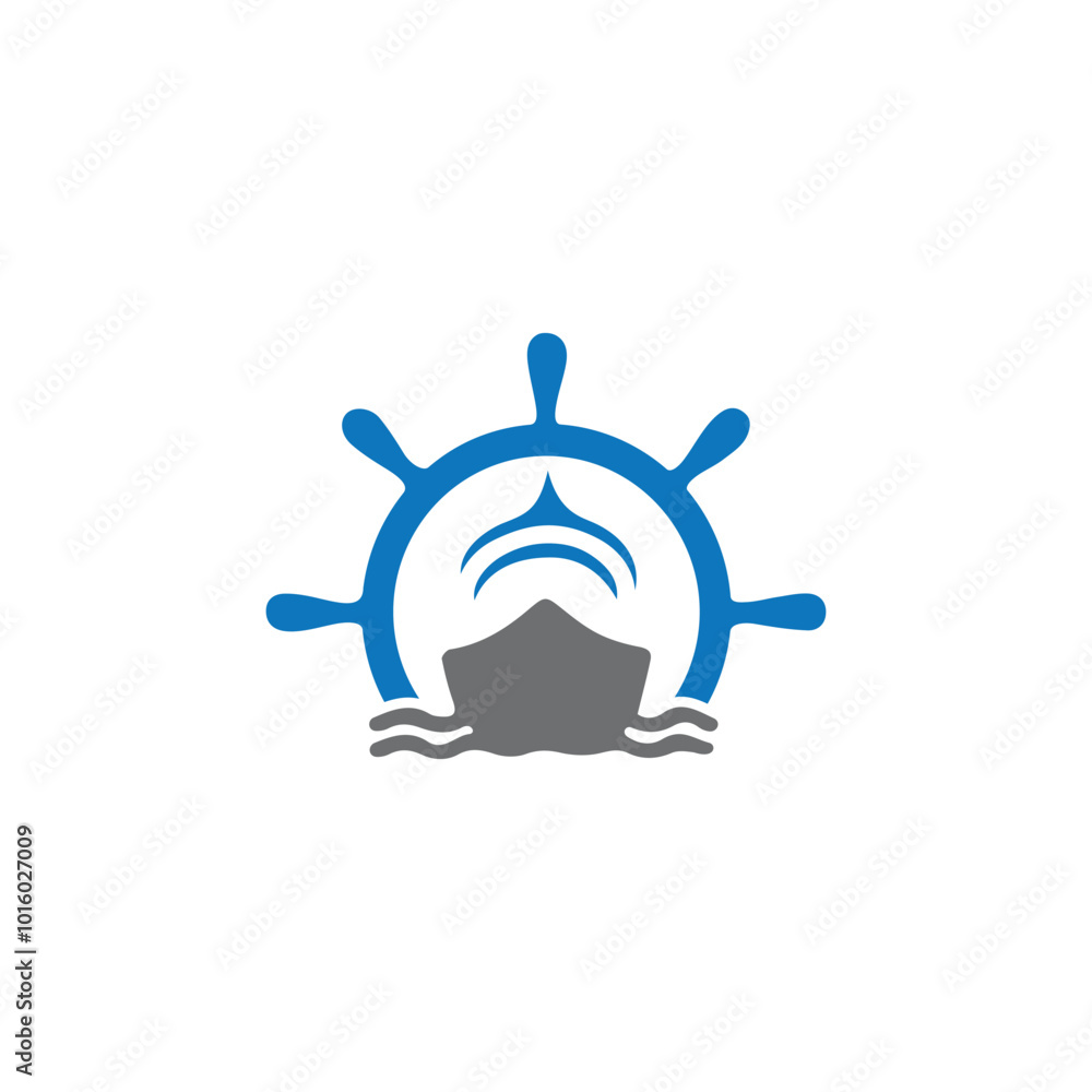 Fototapeta premium Ship logo vector design template, Cruise ship Logo Template vector, cargo logo design, shipping logo design vector.
