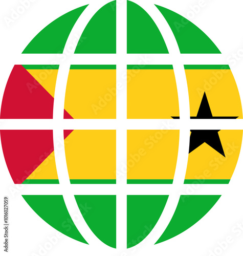 SAO TOME & PRINCIPE Flag On world icon