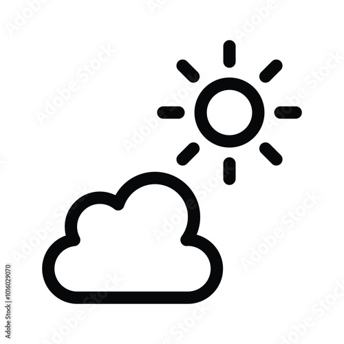 A cloud with a sun symbolizing clear or partly cloudy weather vector design