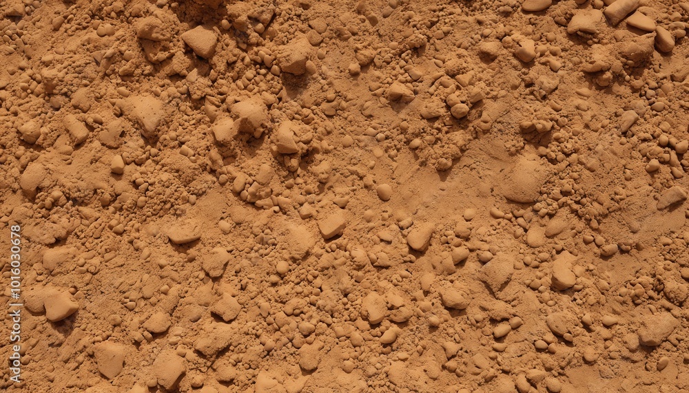 Dry soil texture, natural, featuring small stones and grains on a warm background, sandy clay texture Dry soil texture, natural, featuring small stones and grains on a warm background, sandy clay texture