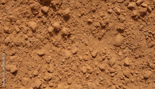 Dry soil texture, natural, featuring small stones and grains on a warm background, sandy clay texture