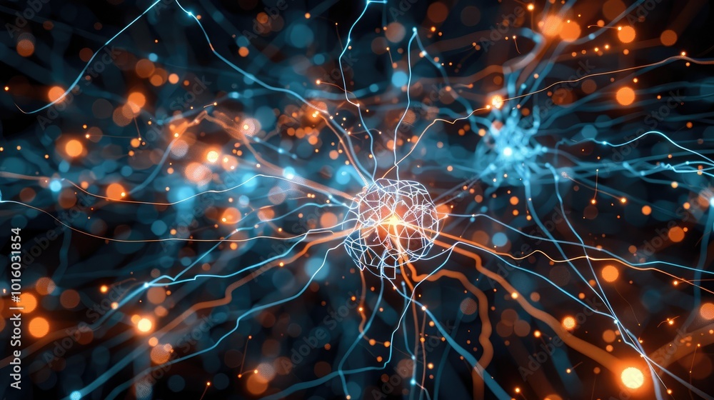 Fototapeta premium Abstract representation of neural connections and synapses