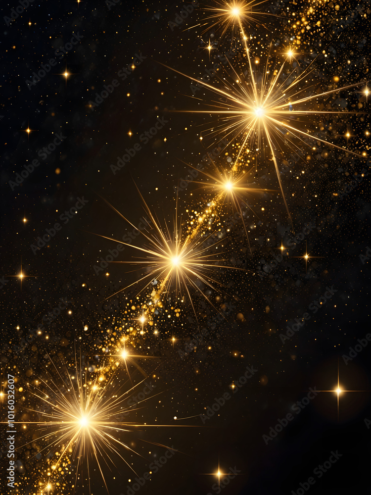 Background.Glittering golden stars and sparkles on dark background for festive design and celebrations, copy space
Background.Glittering golden stars and sparkles on dark background for festive design and celebrations, copy space