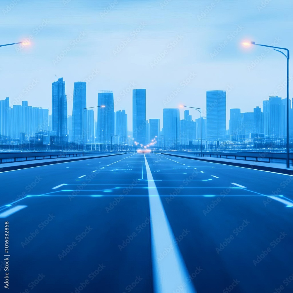 Fototapeta premium Smart city infrastructure, AI monitoring, autonomous systems, urban future