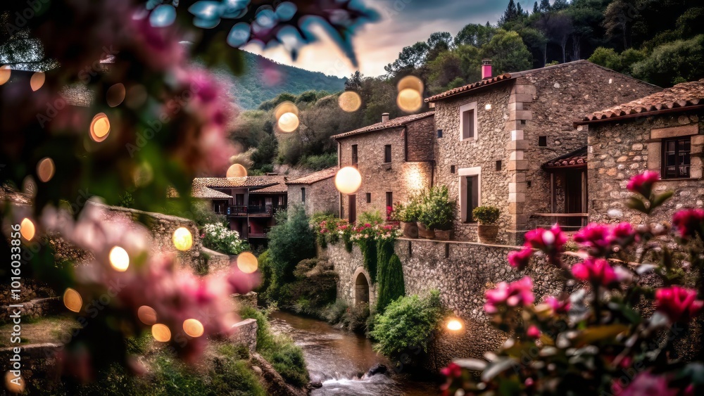 Obraz premium A tranquil Catalonian village in Baix Emporda, Jafre offers stunning landscapes, lush greenery, and peaceful surroundings, inviting visitors to