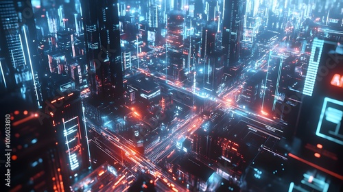 Smart city big data connection technology concept. 