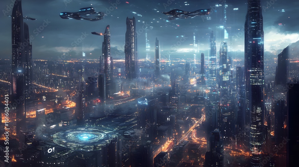 Fototapeta premium Smart city big data connection technology concept. 