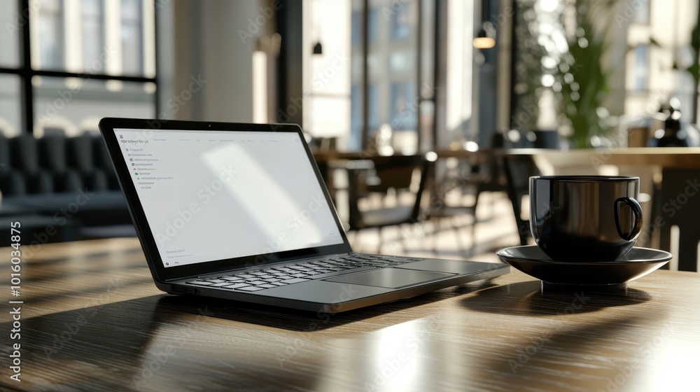 Fototapeta premium The Laptop and Coffee Setup