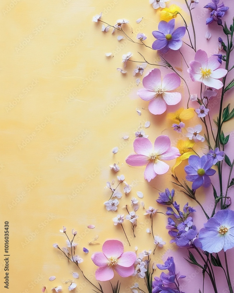 Naklejka premium beautiful spring flowers on paper background