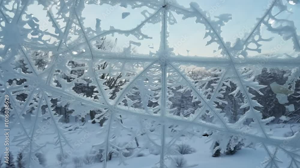 Winter frost patterns on glass. Ice crystals or cold winter background. 4K
Winter frost patterns on glass. Ice crystals or cold winter background. 4K