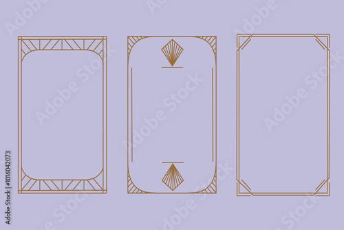 Art deco style frame set. Minimalistic line art, geometric design. Vector template