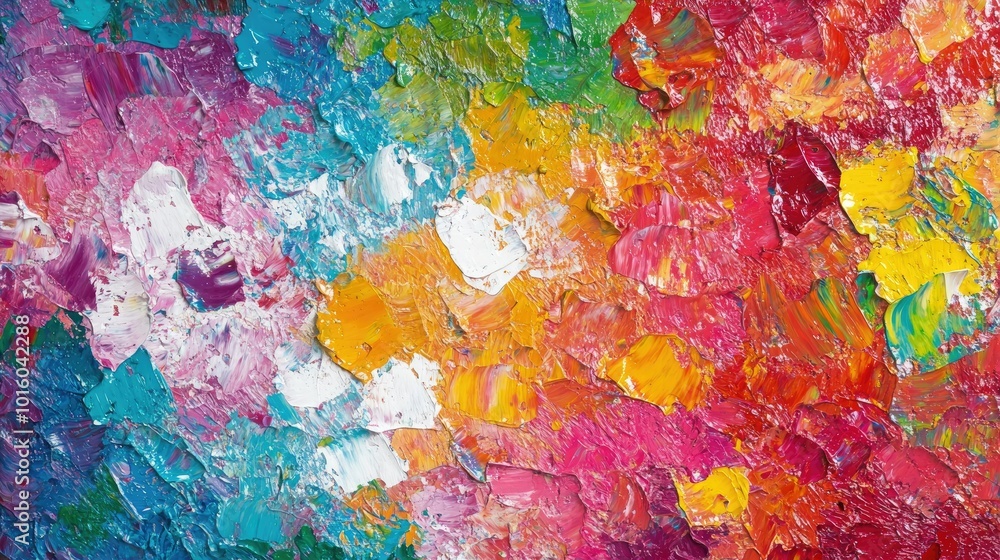 Vibrant abstract oil painting with colorful textures Vibrant abstract oil painting with colorful textures