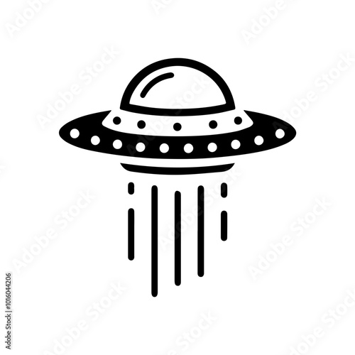Black simple Ufo flying spaceship icon isolated flat design