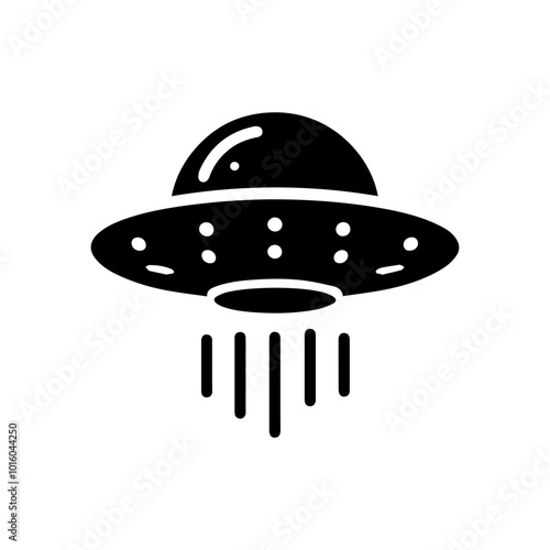 Black simple Ufo flying spaceship icon isolated flat design