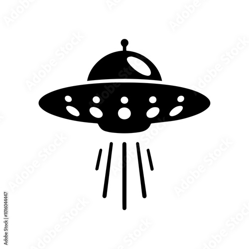 Black simple Ufo flying spaceship icon isolated flat design