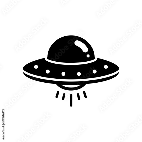 Black simple Ufo flying spaceship icon isolated flat design