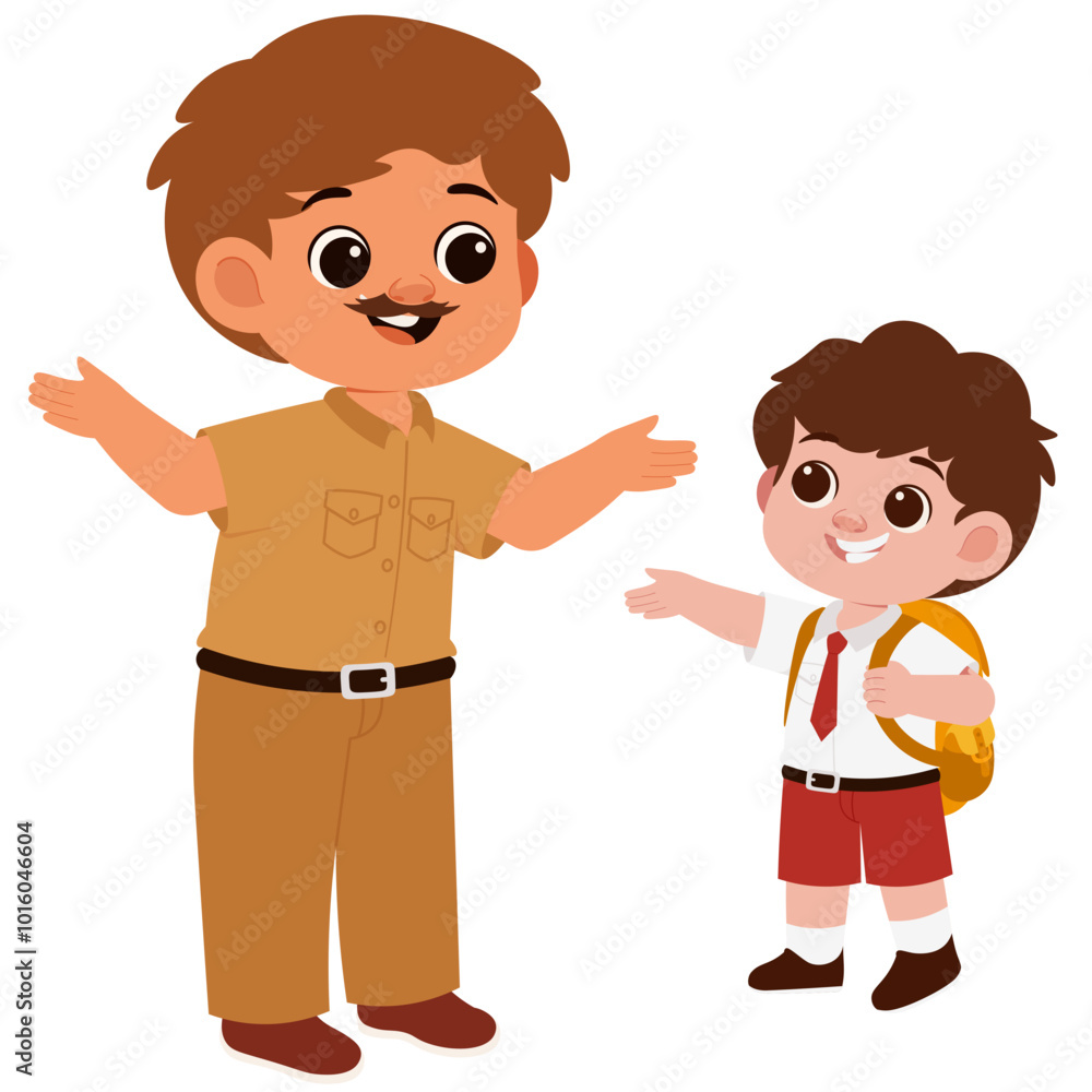 Boy Student Talking With Teacher Illustration Boy Student Talking With Teacher Illustration