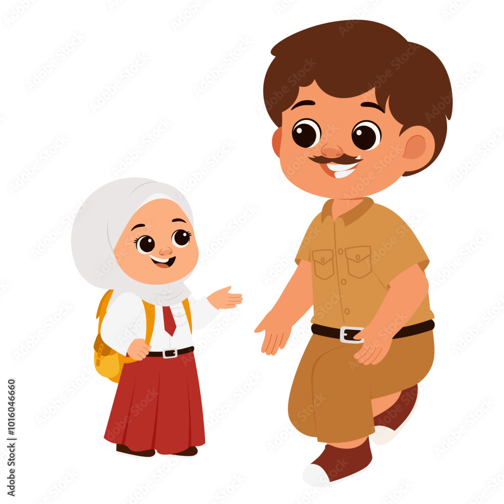 Girl Student Talking With Teacher Illustration Girl Student Talking With Teacher Illustration