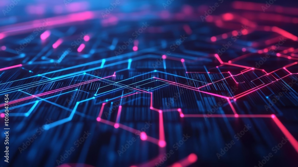 Blockchain network visualization, neon data grid, ultra-modern tech ...