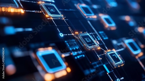 Wallpaper Mural Blockchain supply chain, seamless virtual integration, sleek industrial design Torontodigital.ca