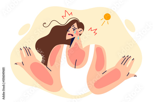 Unfortunate woman received sunburns on face and body due to being under blazing sun for long time