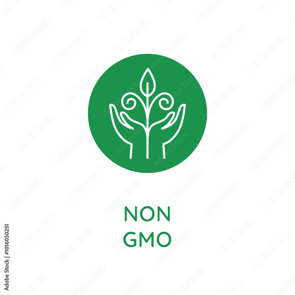 Vector line design element, badge and icon for food and cosmetics packaging in mono linear style - non gmo Vector line design element, badge and icon for food and cosmetics packaging in mono linear style - non gmo