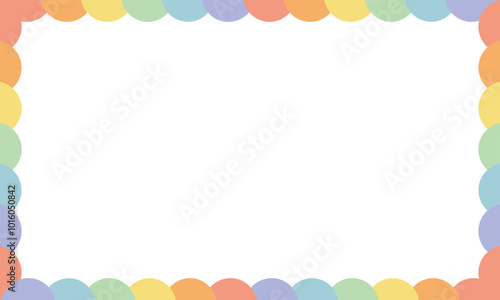 Pastel circle shape border frame template. Flat decorative vector design isolated illustration.