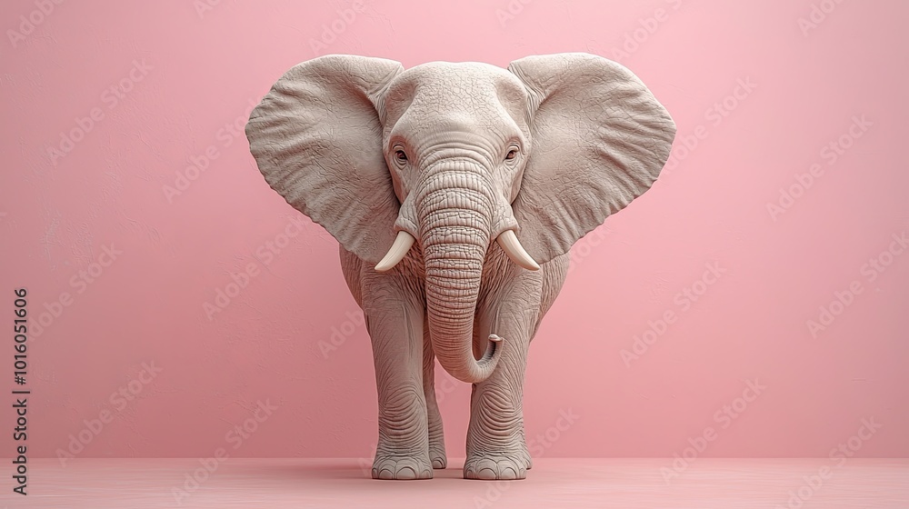 Soft Pastel Elephant in 3D CGI Style Soft Pastel Elephant in 3D CGI Style