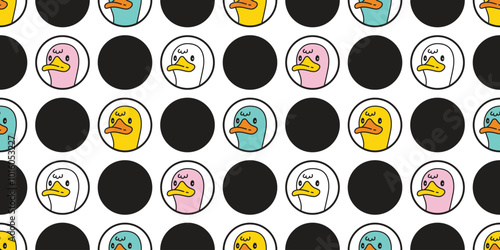 duck seamless pattern face polka dot rubber duck chicken bird vector pet scarf isolated doodle cartoon animal farm wrapping paper repeat background tile wallpaper illustration design