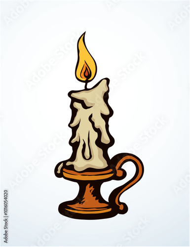 Big melt shape paraffin object on paper space for text. Vibrant beige color hand drawn warm cathedral glare logo emblem pictogram banner design in art historic doodle comic style. Closeup macro view