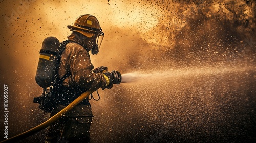 Firefighters use powerful water or other special sprays to put out fires.