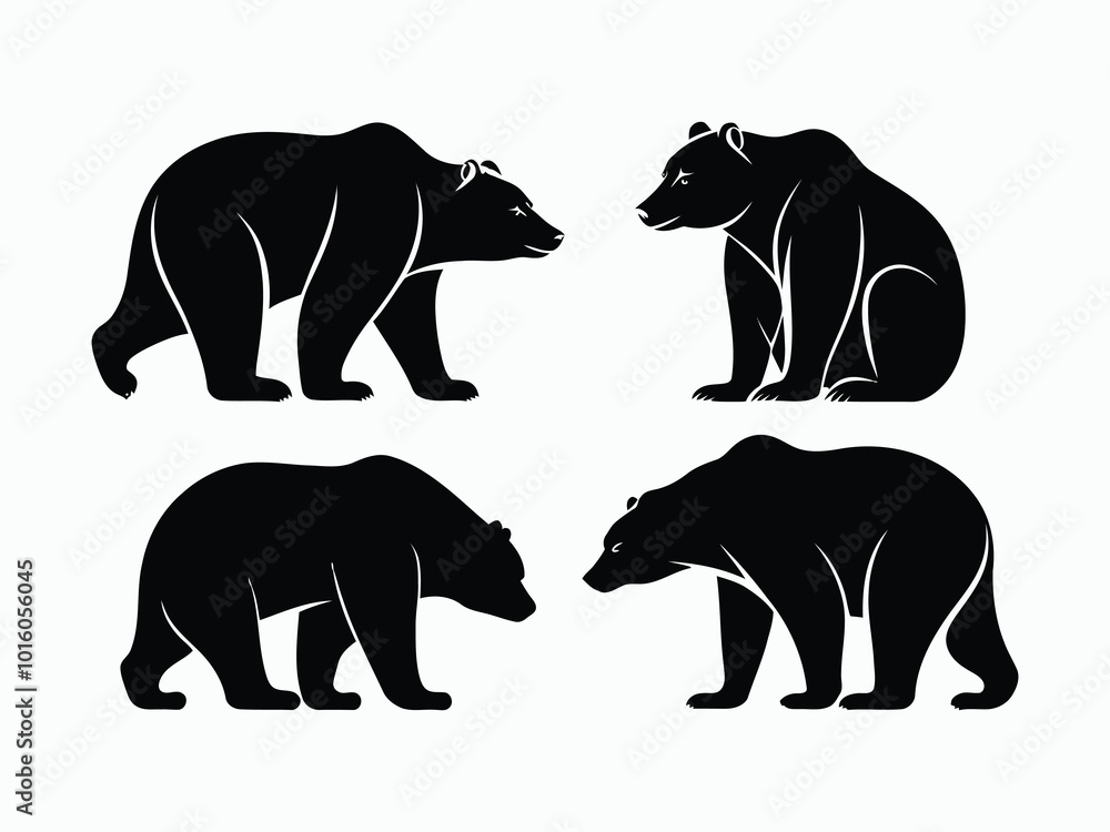 Fototapeta premium Bear Silhouette EPS Vector Template