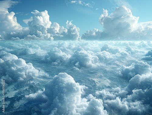 Stunning Aerial View of Fluffy Clouds in a Blue Sky