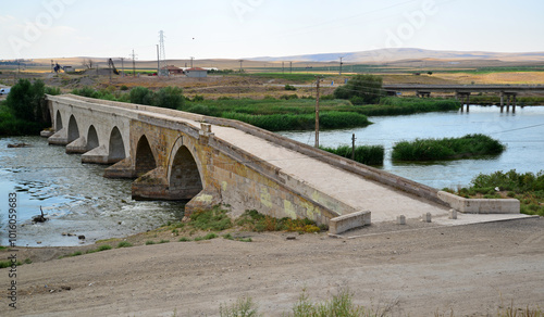 The Historical Kesik Bridge, located in Kirsehir, Turkey, was built by the Seljuks in 1248. photo