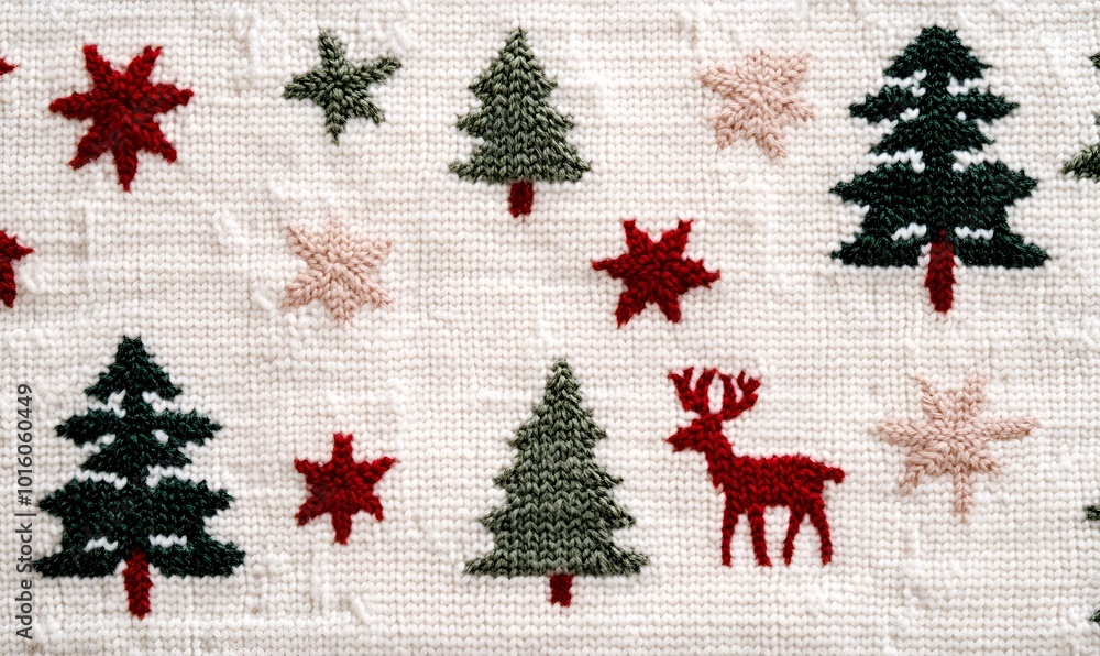 A festive Christmas sweater pattern on a white background, Generative AI A festive Christmas sweater pattern on a white background, Generative AI