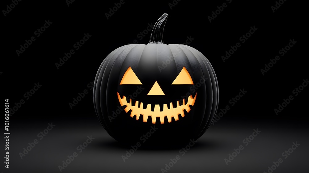 Spooky black pumpkin with glowing smile, perfect for Halloween. Spooky black pumpkin with glowing smile, perfect for Halloween.