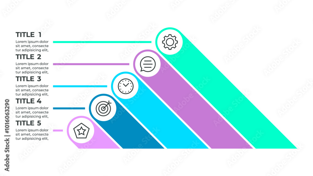 Infographic illustrating a five-step process represented by five ...