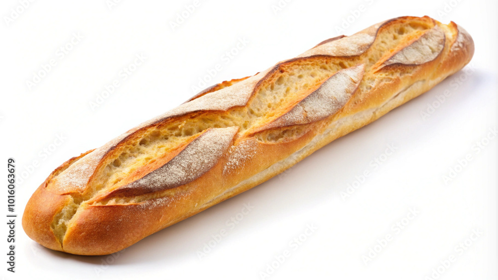Freshly Baked French Baguette on White Background
Freshly Baked French Baguette on White Background