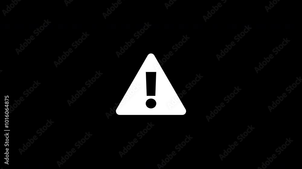 White triangle warning sign on black background. Use for video editing, etc. White triangle warning sign on black background. Use for video editing, etc.