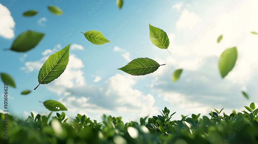 Floating Leaves Against a Bright Sky Floating Leaves Against a Bright Sky