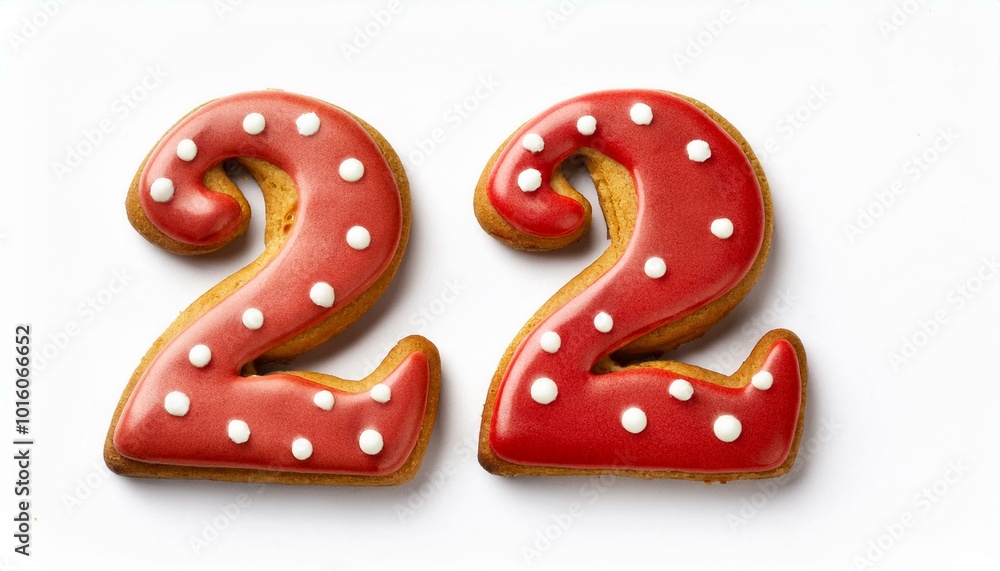 Decorated cookie, number 22, image for birthday or anniversary celebration Decorated cookie, number 22, image for birthday or anniversary celebration