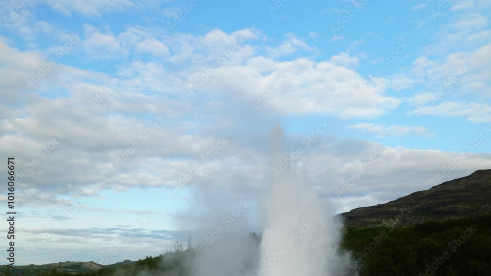 The Strokkur geyser in the Haukadalur volcanic system in Iceland. The Strokkur geyser in the Haukadalur volcanic system in Iceland.