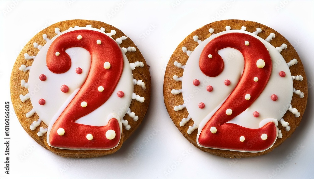 Decorated cookie, number 22, image for birthday or anniversary celebration Decorated cookie, number 22, image for birthday or anniversary celebration