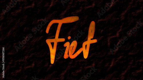 Canvas Print 3D fire text effect of Medieval era word Fief on dark background