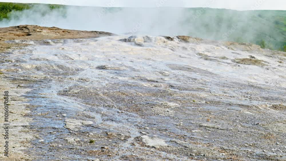 The Haukadalur volcanic system in Iceland with various geysers. The Haukadalur volcanic system in Iceland with various geysers.