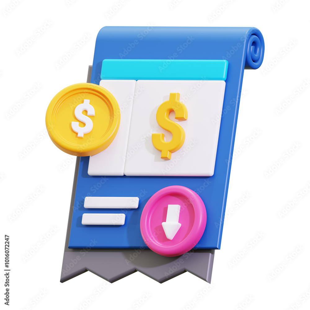 3d invoice icon. ideal for finance, money management, investments, budgeting concepts, or financial presentations 3d invoice icon. ideal for finance, money management, investments, budgeting concepts, or financial presentations