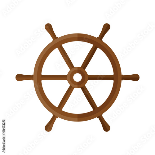 The ship's steering wheel icon. The steering wheel. Wooden steering wheel. Vector illustration isolated on a white background for design and web.